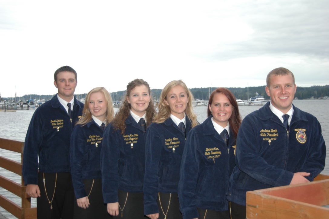 2006-2007 Officers from left to right: Sentinel David Dobbins, Vice President Michelle Keno, Reporter Brooke Ann Cole, Treasurer Caroline Mann, Secretary Brianna Oas, President Andy Barth