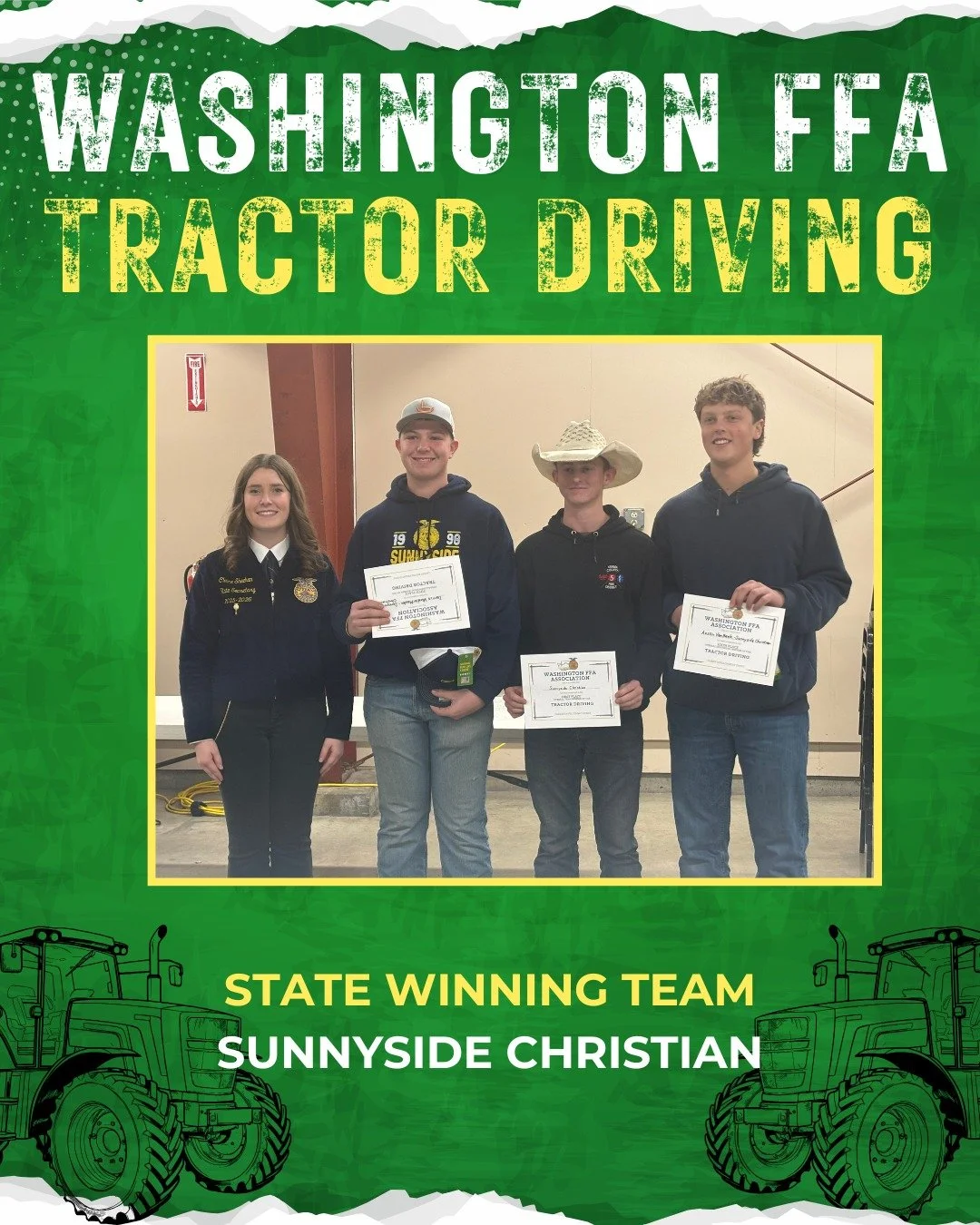 🚨WINNER ALERT🚨 Sunnyside Christian steered their way to victory, taking first place in the Washington FFA Tractor Driving CDE in Moses Lake today! 🚜💨

Huge thanks to Mike Wallace for driving the coordination of this event and to the Grant County 