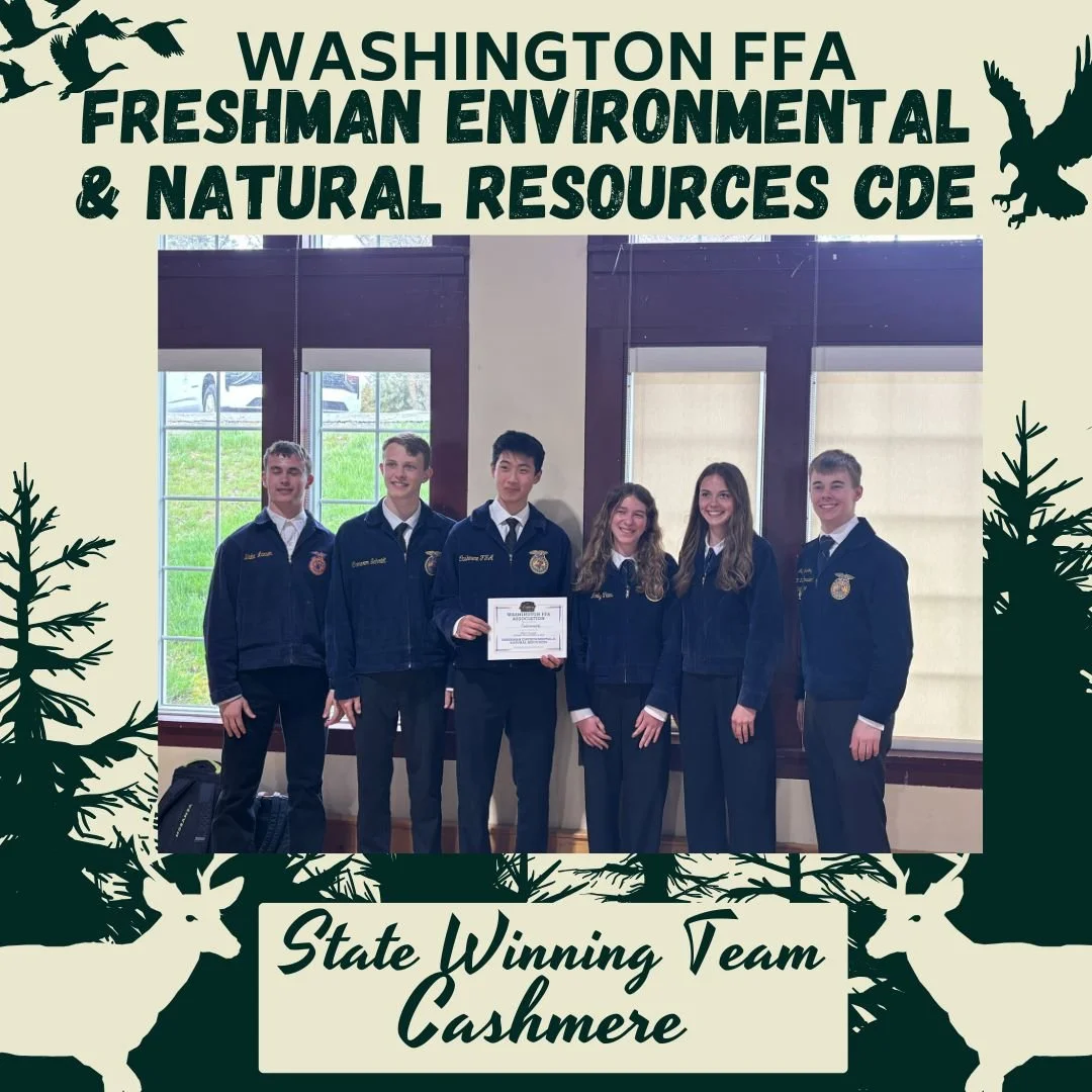 Huge congrats to the middle school team from Lind Ritzville and the freshman team from Cashmere for sprouting a big win at the state Middle School/Freshman ENR CDE in Pullman today! 🌱🏆 A huge thank you to Mark Sawyer for tying it all together, WSU 