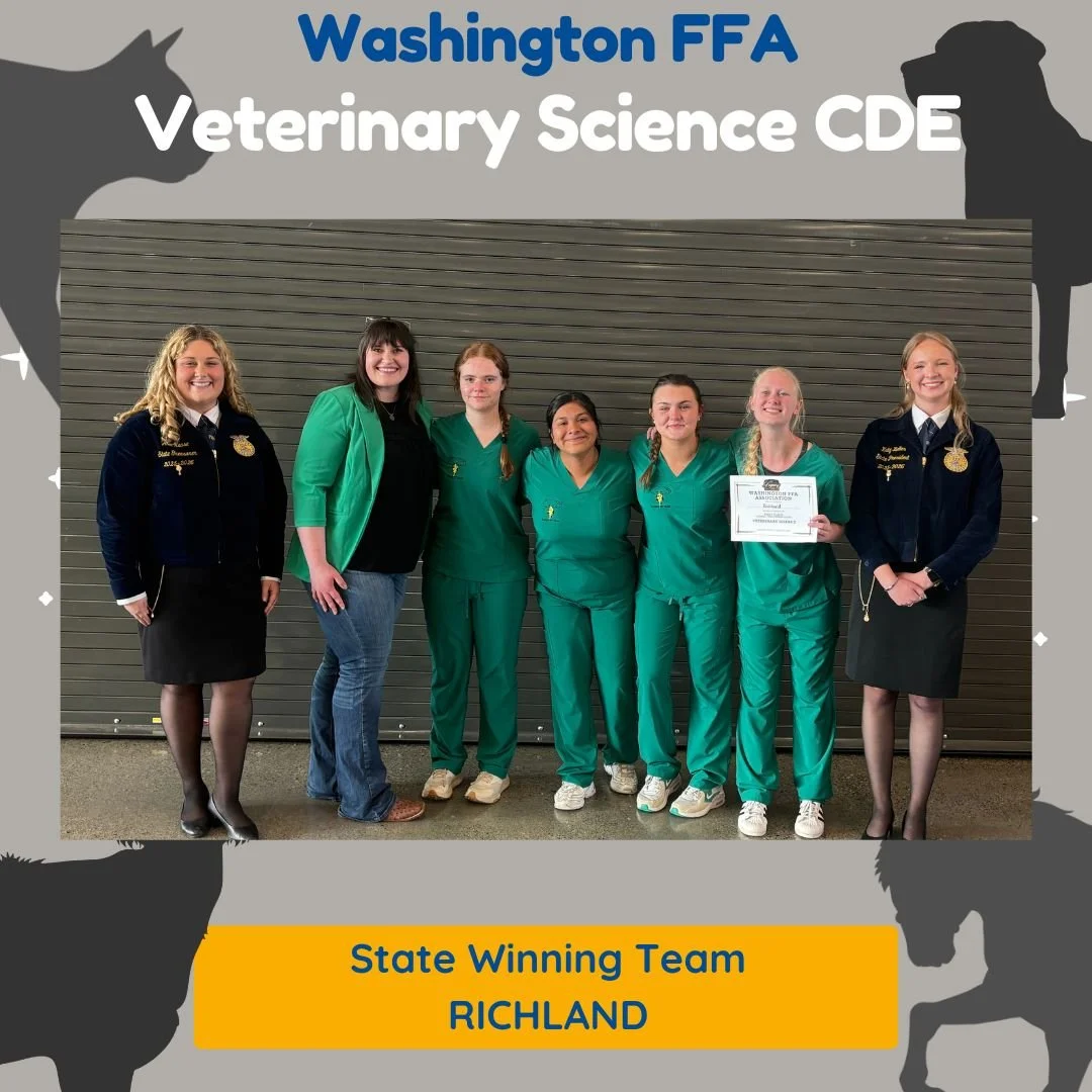Paws up for Richland 🐾&mdash;they've nailed it, winning the Washington FFA Veterinary Science CDE! Huge thanks to Dr. Megan Cihak and Dr. Caitlin Kline for orchestrating this purr-fect event and our many judges who spent the day volunteering. Also, 