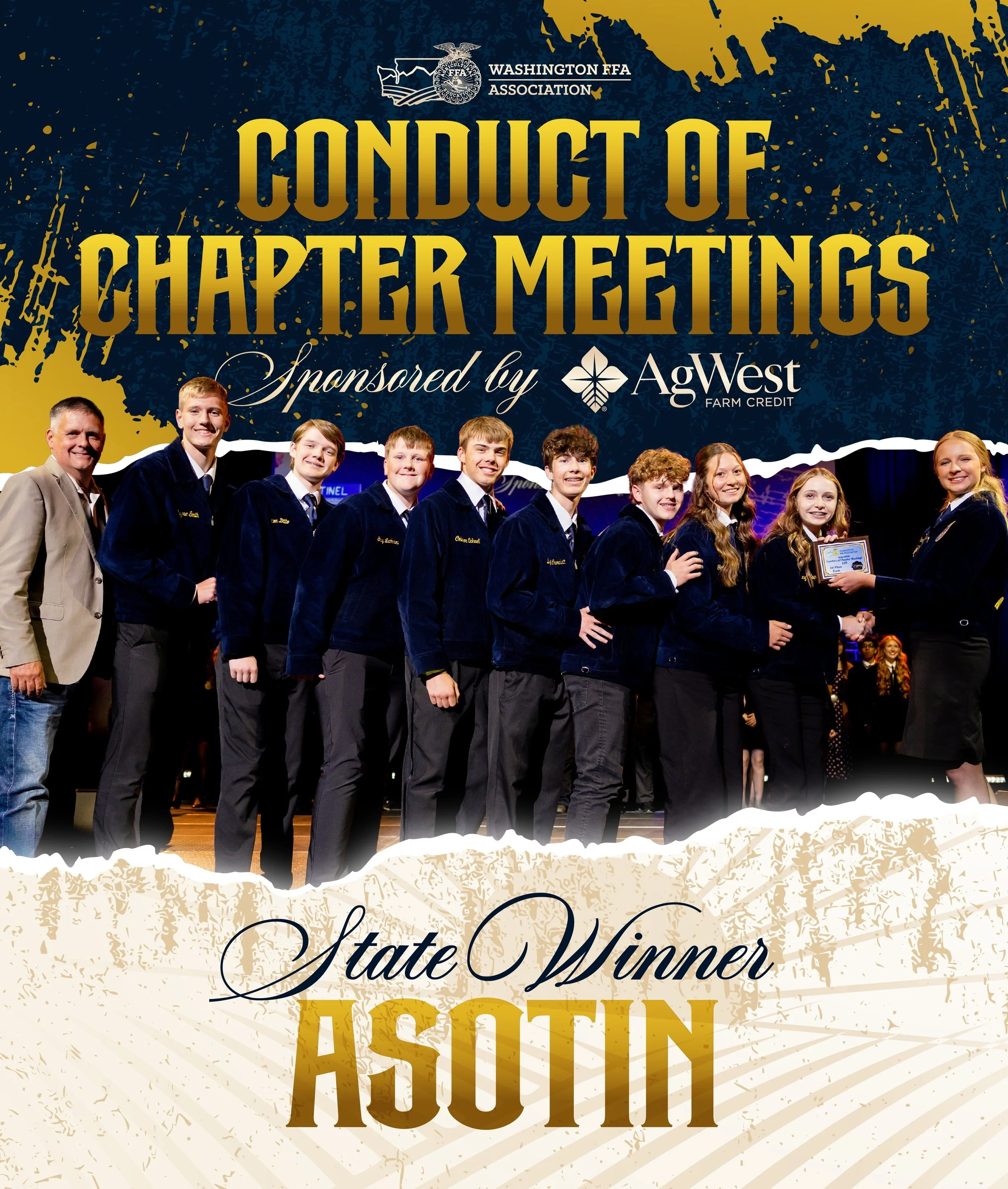 🏆 RESULTS UPDATE 🏆

Congratulations to Asotin, our state-winning team in the Conduct of Chapter Meetings LDE!&nbsp;🇺🇸

Finalists:
&raquo; 2nd :: Reardan - Elijah
&raquo; 3rd :: Connell
&raquo; 4th :: Cashmere - Izzy
&raquo; 5th :: Cashmere - Camr