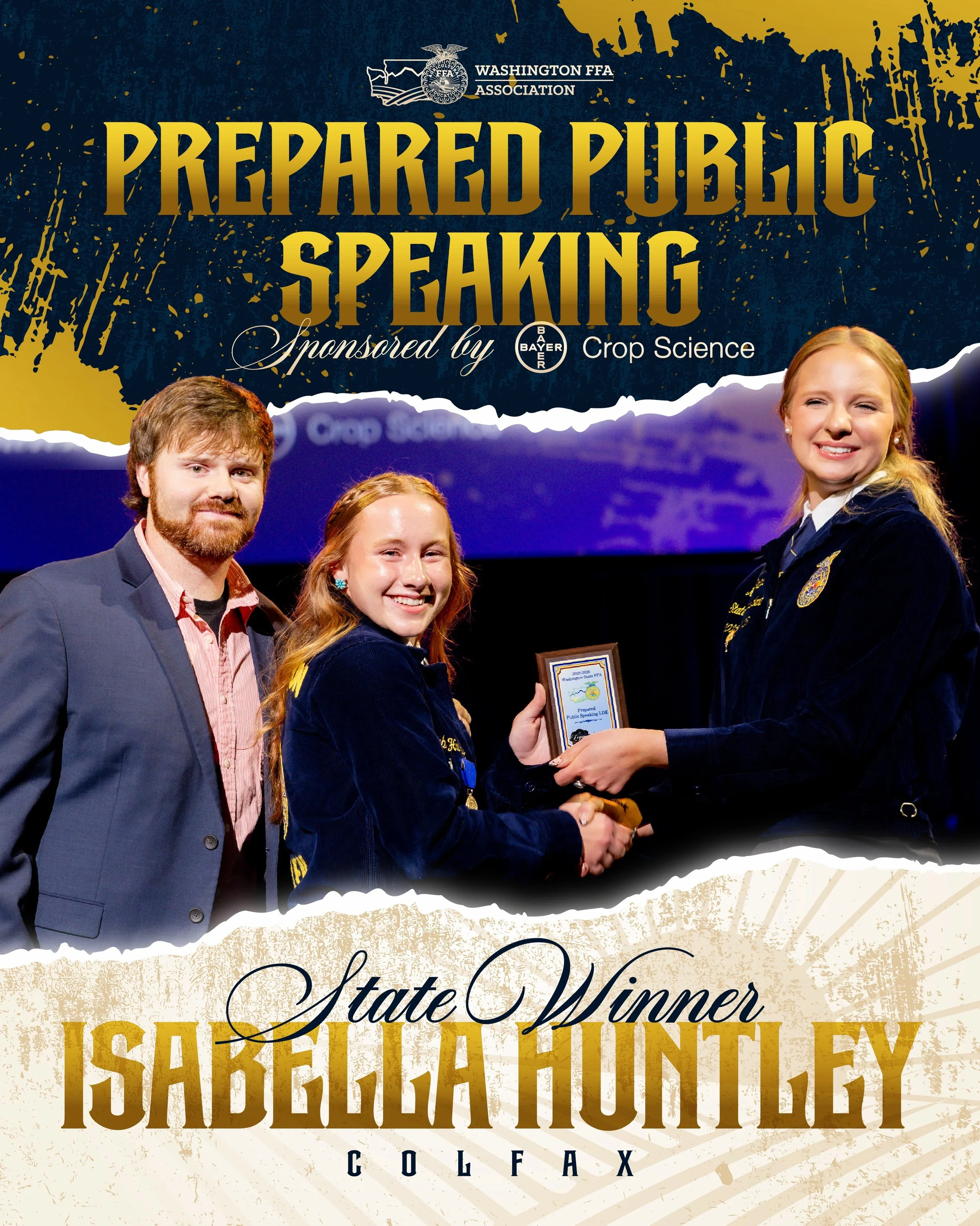 🏆 RESULTS UPDATE 🏆

Congratulations to our Prepared Public Speaking LDE State Winner, Isabella Huntley of Colfax!&nbsp;🎤

Finalists:
&raquo; 2nd :: Lucinda Weaver, College Place
&raquo; 3rd :: Breyson Mcckay, Ellensburg
&raquo; 4th :: Willow Payne