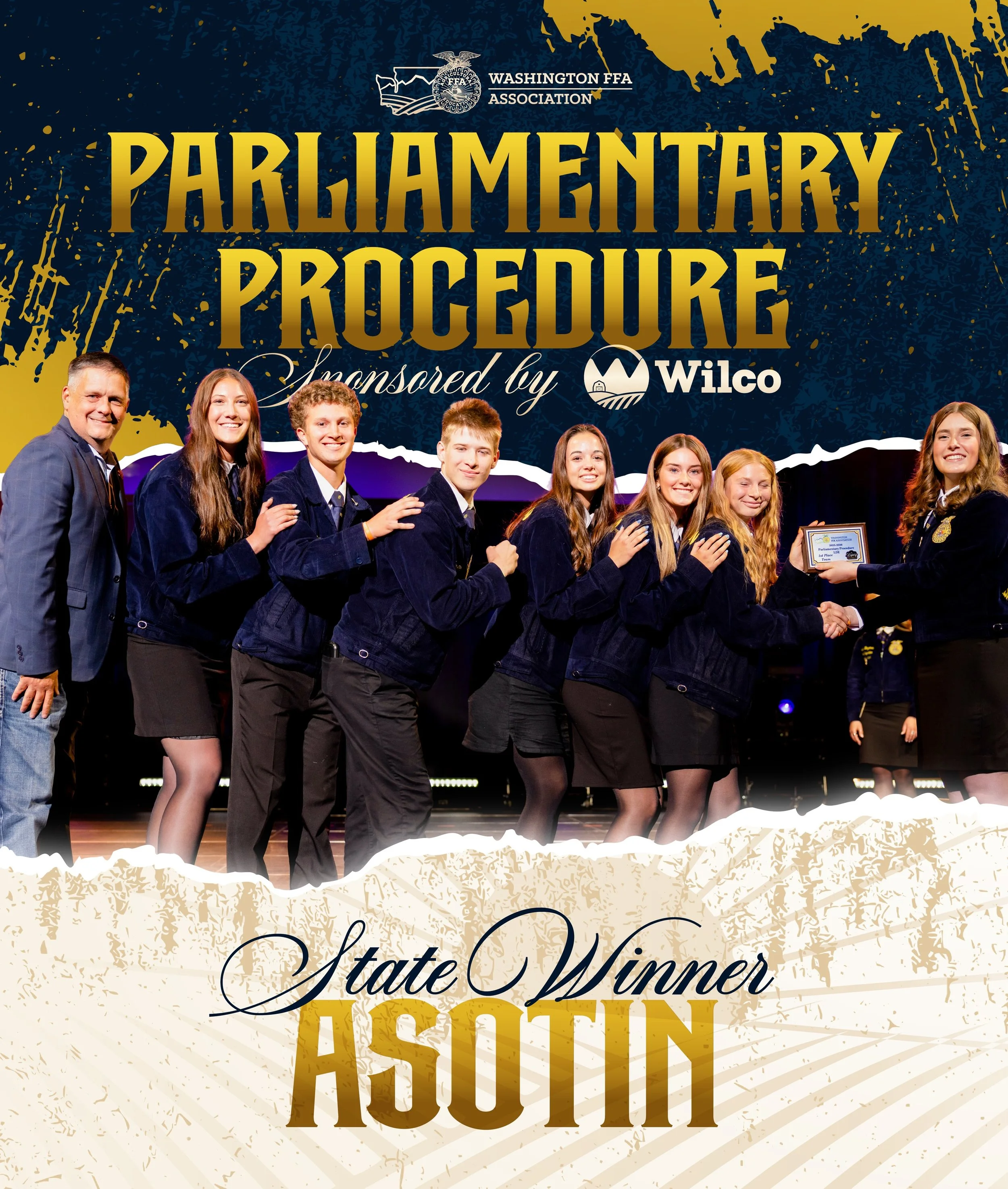 Congratulations to Asotin, our state-winning team in the Parliamentary Procedure Leadership Development Event!&nbsp;🧑🏻&zwj;⚖️

Team Results:
&raquo; 2nd :: Mt. Baker (Red)
&raquo; 3rd :: Prosser
&raquo; 4th :: Liberty 1
&raquo; 5th :: Reardan 1
&ra