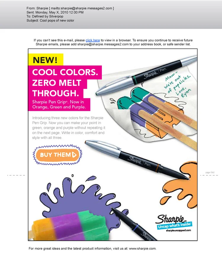 Cool Colors, Zero Melt Through - The tagline for new Sharpie Pen