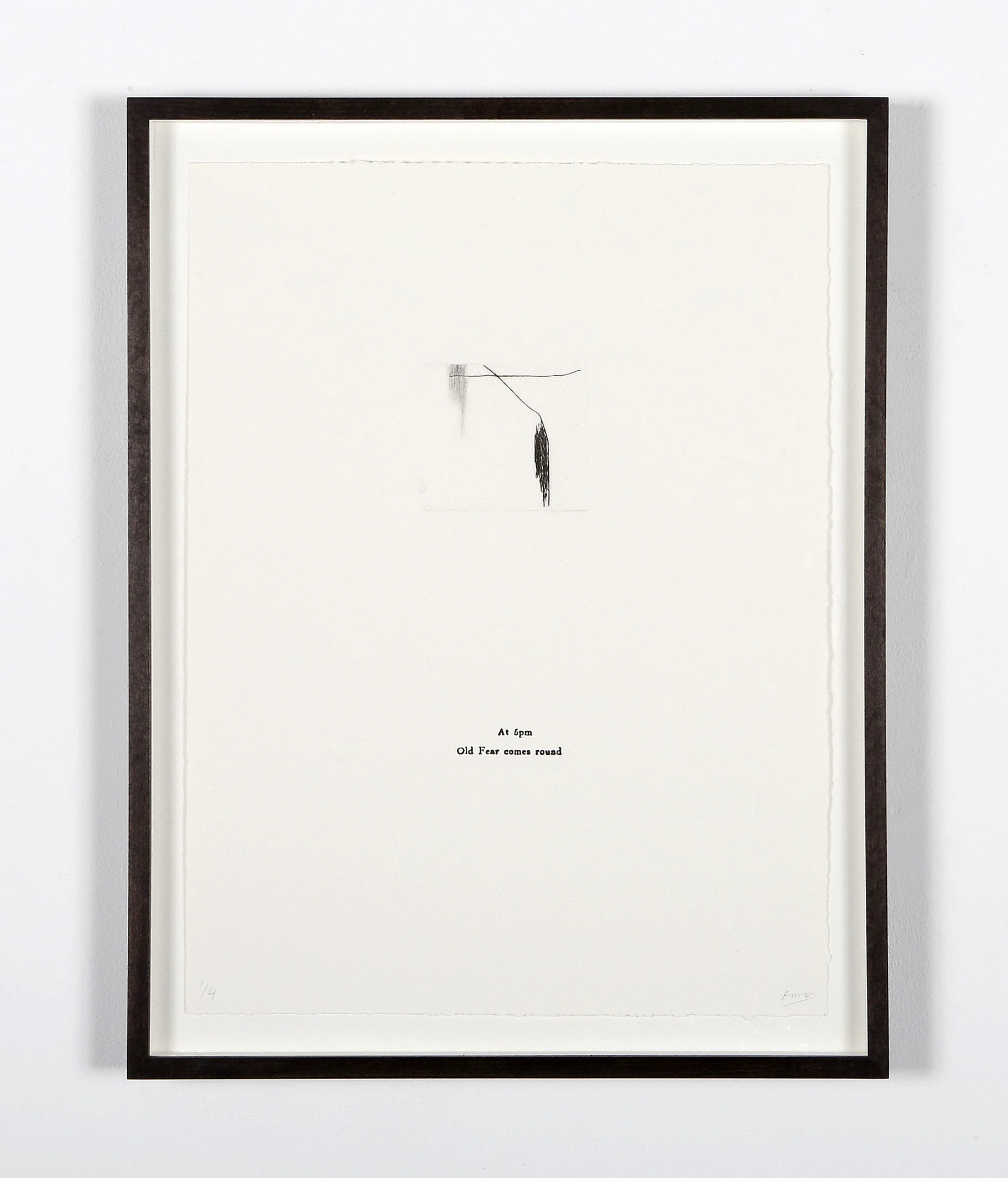Old Fear (At 5pm Old Fear Comes Round II) , drypoint etching and letterpress, 30cm x 40cm, edition of 4, 2018