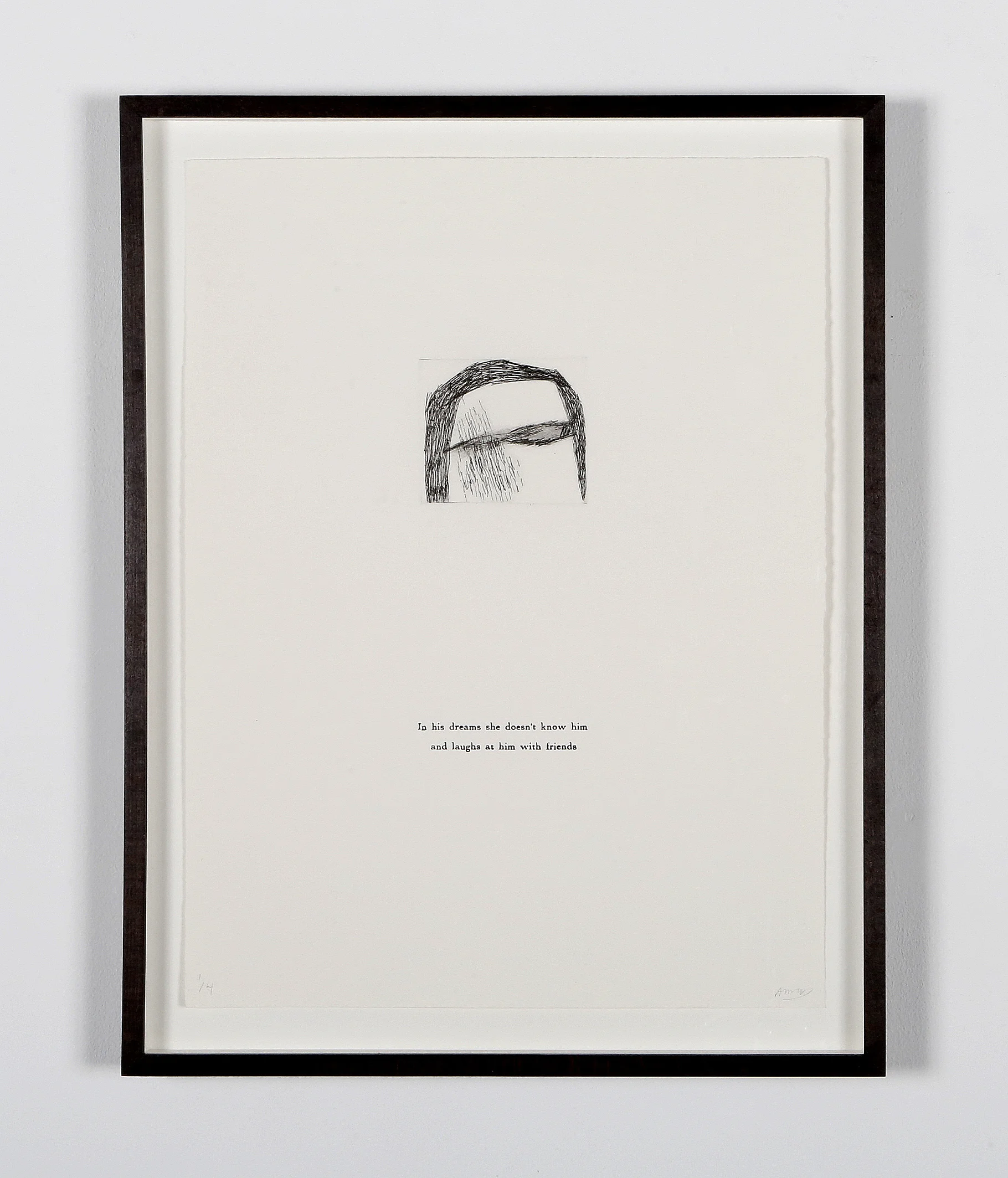 Old Fear (In his dreams she doesn't know him), drypoint etching and letterpress, 30cm x 40cm, edition of 4, 2018