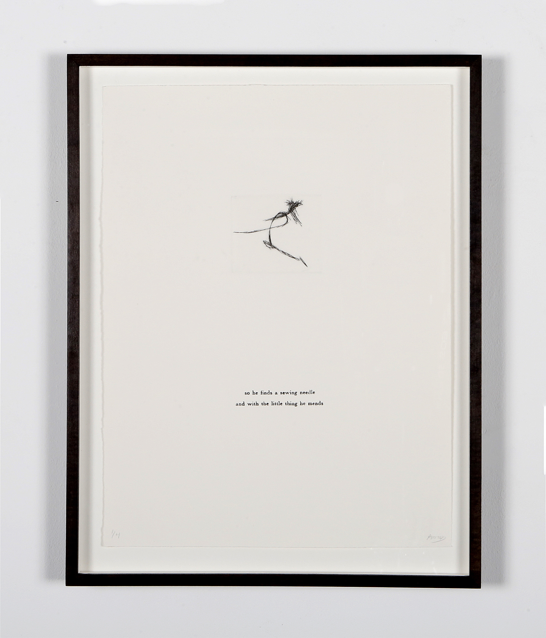 Old Fear (So he finds a sewing needle), drypoint etching and letterpress, 30cm x 40cm, edition of 4, 2018