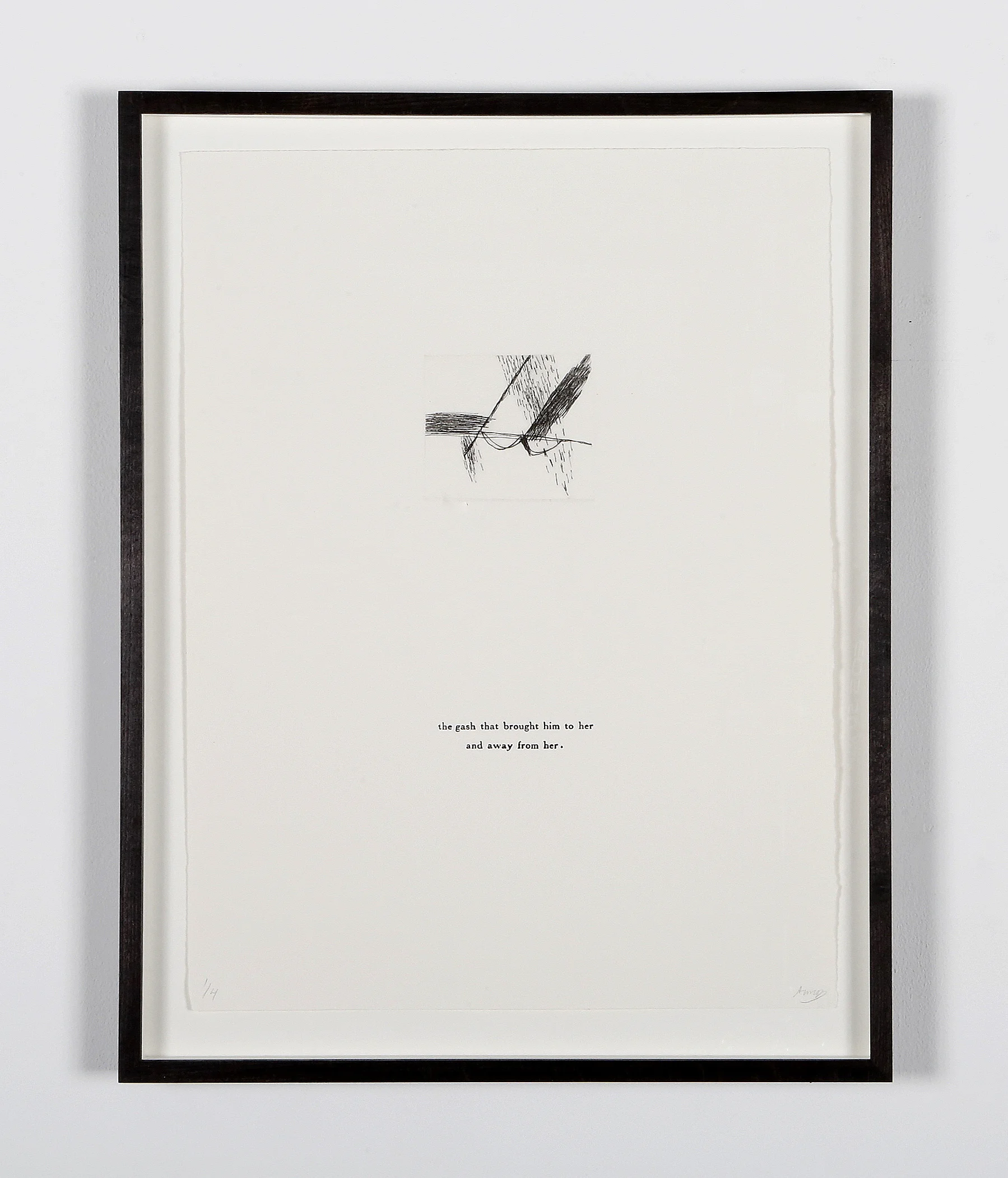 Old Fear (The gash that brought him to her), drypoint etching and letterpress, 30cm x 40cm, edition of 4, 2018