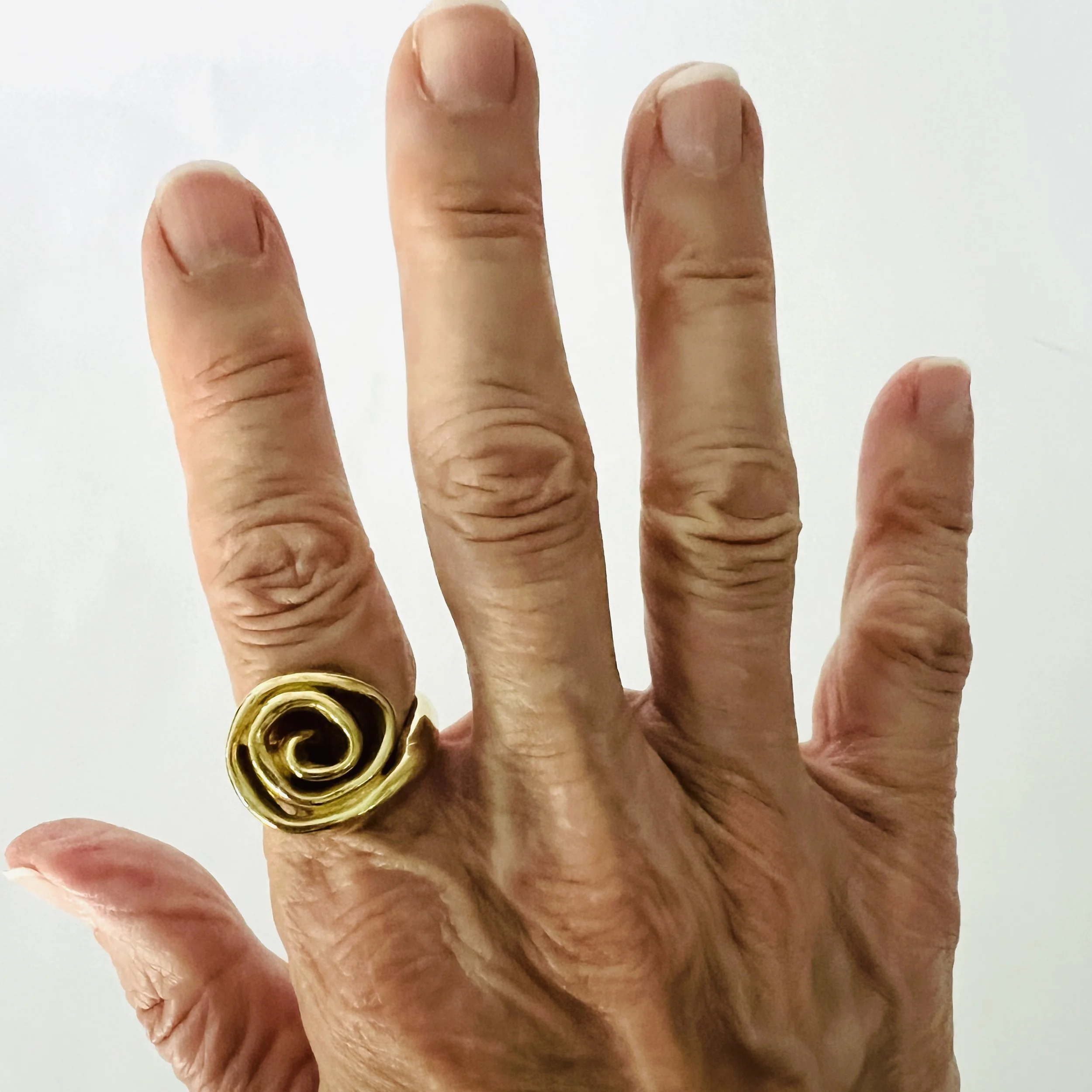 Yellow Bronze Spiral Rose Statement Ring