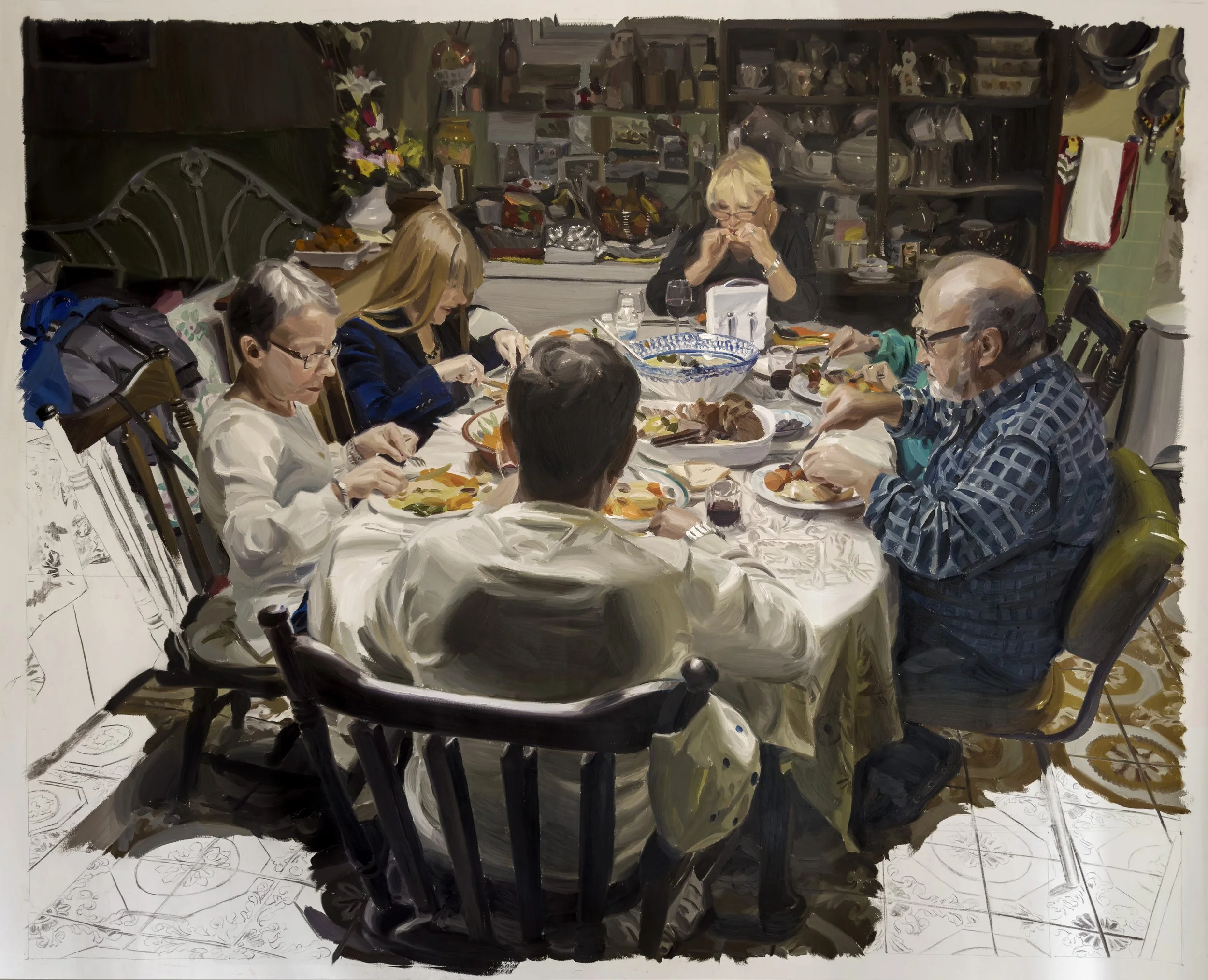 A FAMILIA 2025 Oil and charcoal on canvas 66 × 79 in