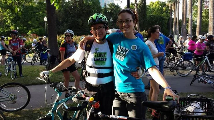 My good friend, Cyd, and me at the Sacramento Ride of Silence this May. Photo courtesy of Phoebe Hillclimber