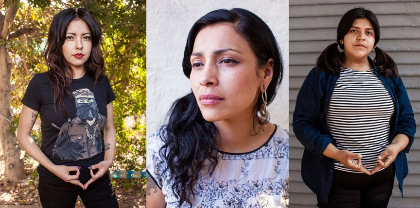 From left: Andi Xoch, Xela de la X (founder of Ovarian Psycos), and Evie. Images by Michael Raines