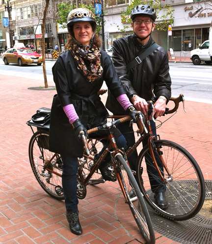 Janet and her husband Dick on one of their famous Friday night "Date Nights by Bike"