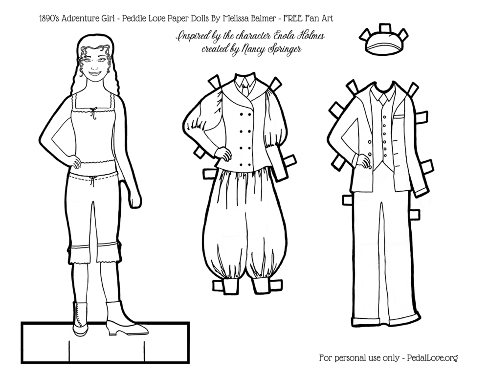 1890's Adventure Girl Color Me In Paper Doll Kit — Pedal Love