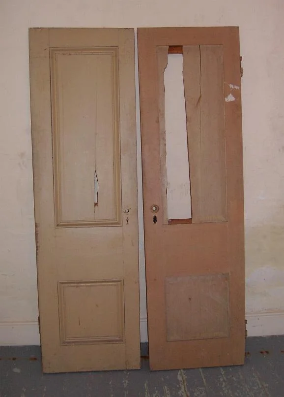 The closet doors from Father McAuley's bedroom closet at the Rectory in New Ireland. 