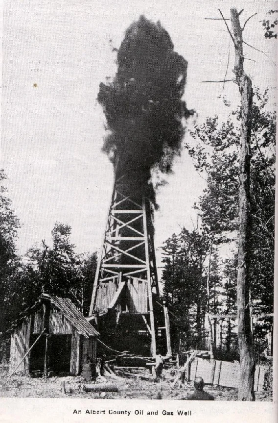An unknown oil well at Stoney Creek. 1925 Stoney Creek, New Brunswick, Canada