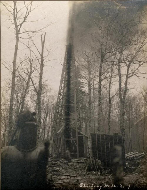 Oil well #7, at the oil fields in Weldon. 1910