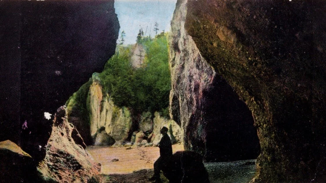 Sunday means a trip to the Hopewell Rocks in this colourized postcard circa 1900
