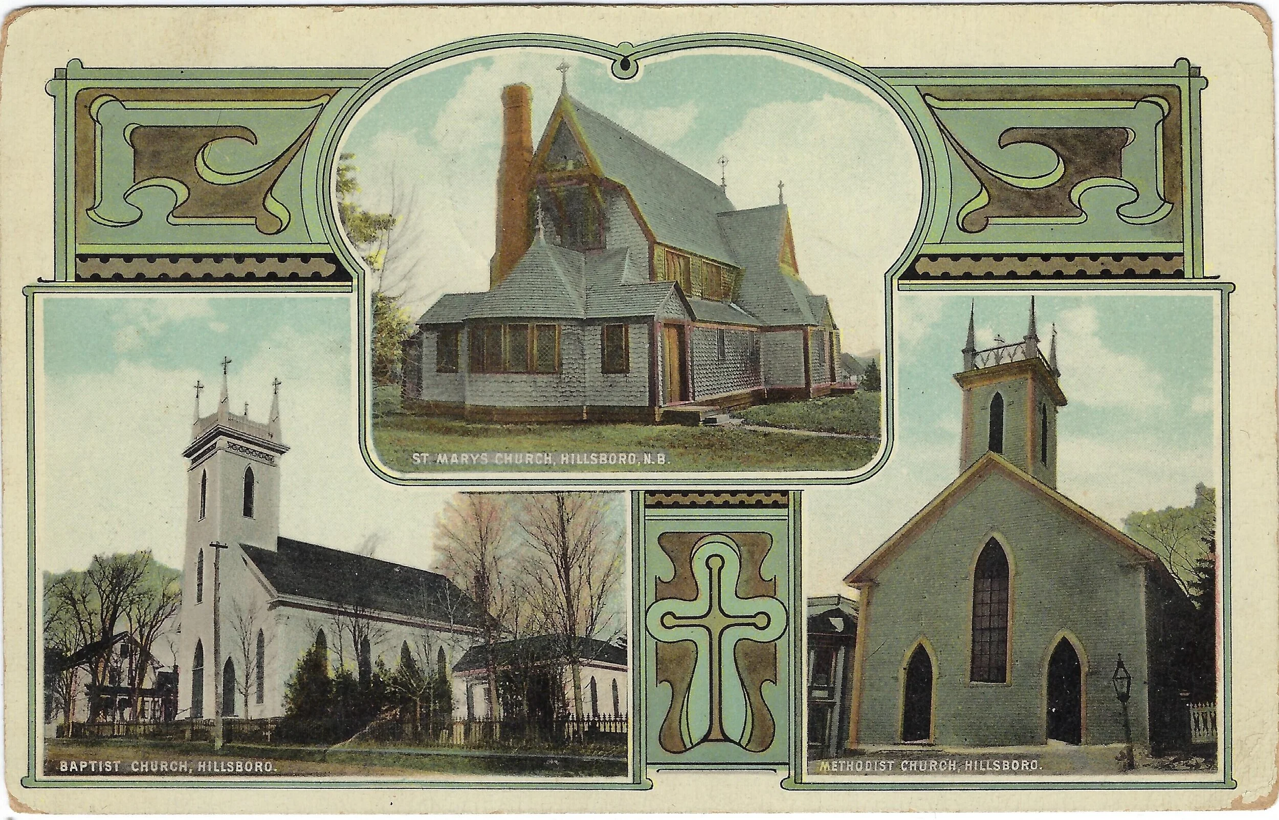 A postcard of the churches of Hillsborough, 1909, From Stephen Moatway Collection