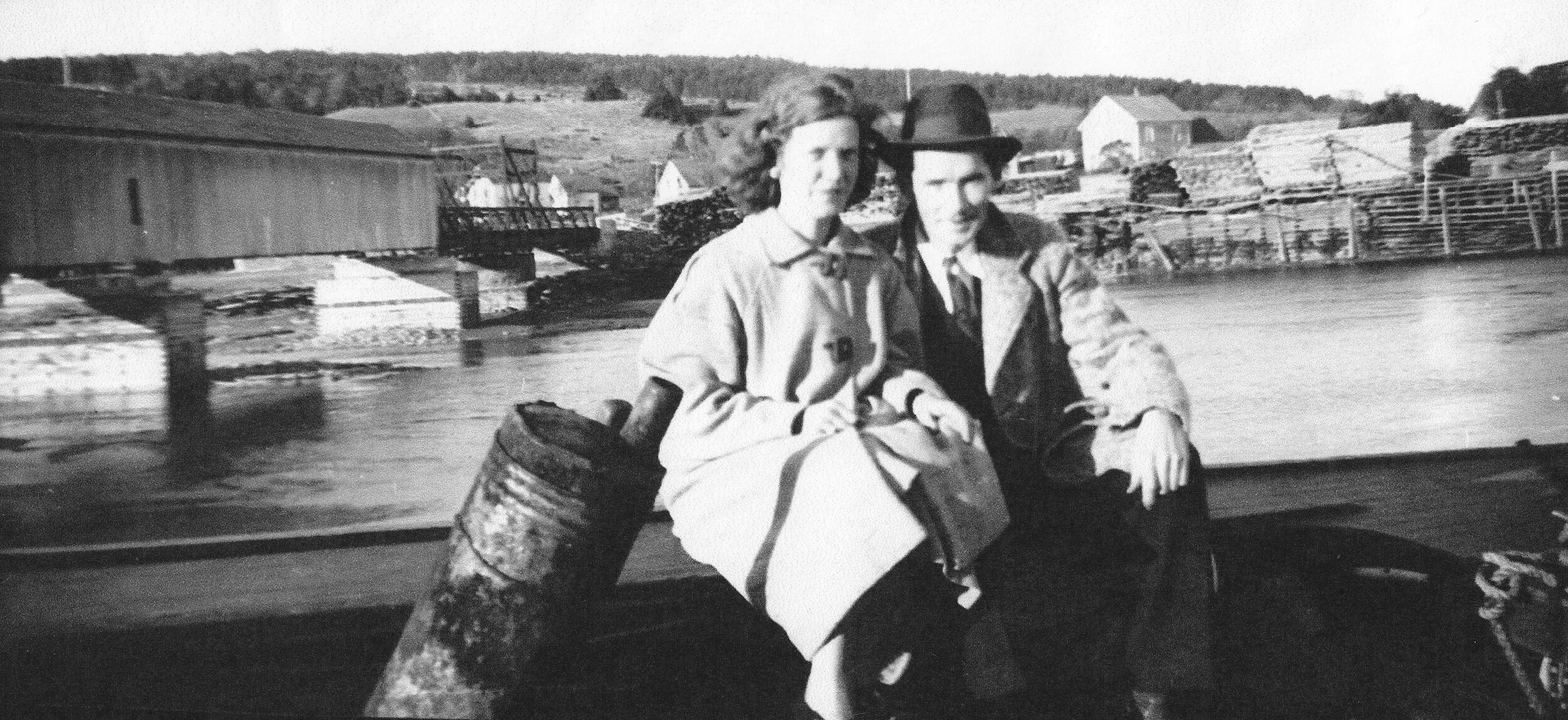 Bill and Mae Lewis taken in the Alma Waters on a boat in the early 1950's. From the Vaughn Snider Collection