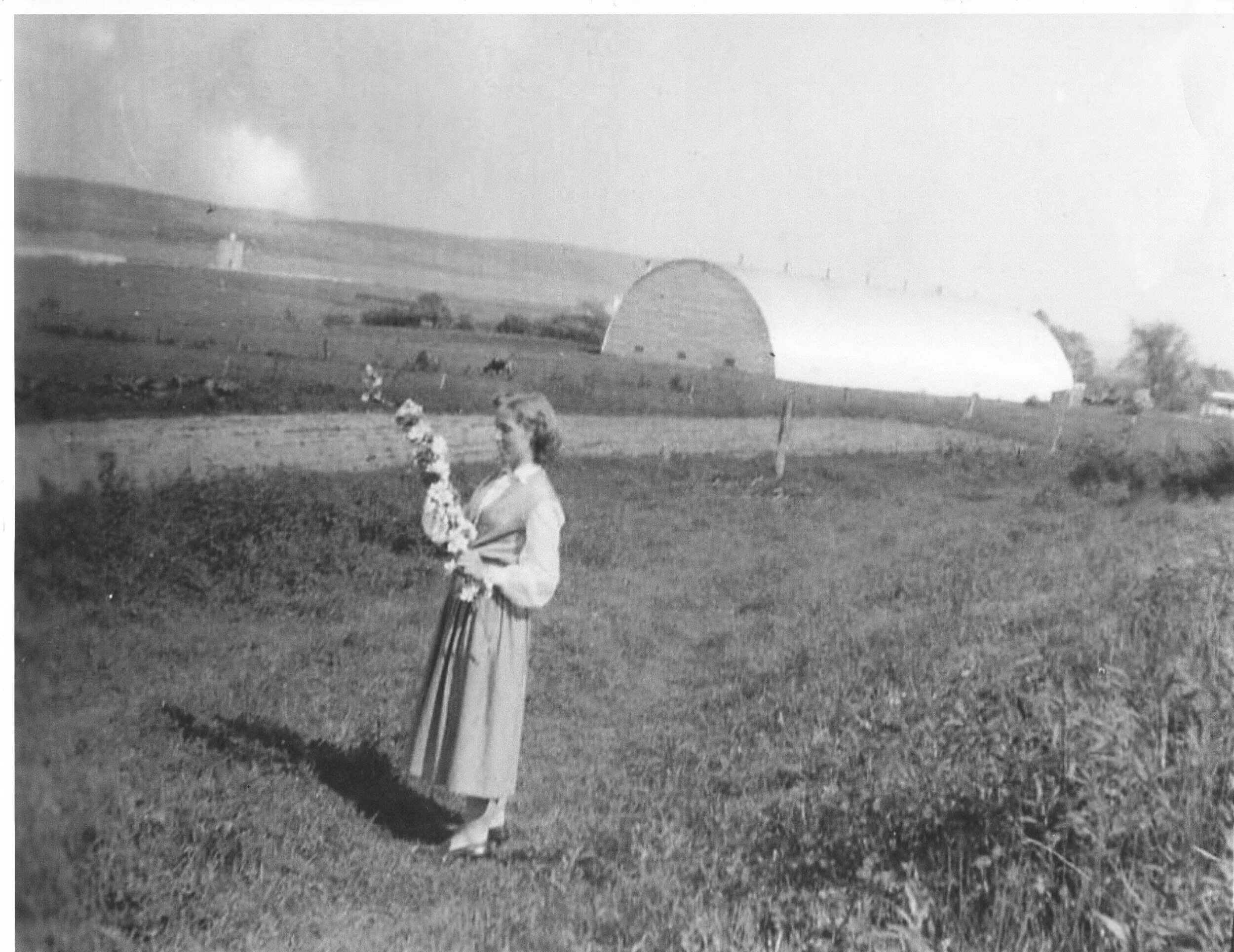 The old Hillsborough Rink Built after the second World war by Len Duffy.Rita Renton(Carlin) Standing in garden. From the Vaughn Snider Collection.