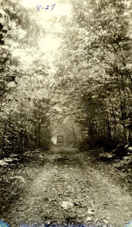 TDr. William Francis Ganong's 1917-1919 Ford Model T on the Old Shepody Road, Albert County, New BrunswickDr. William Francis Ganong July 1920 silver print on paper 14 cm x 8 cm William Francis Ganong Collection (1987.17.1225.27) at the New Brunswic…