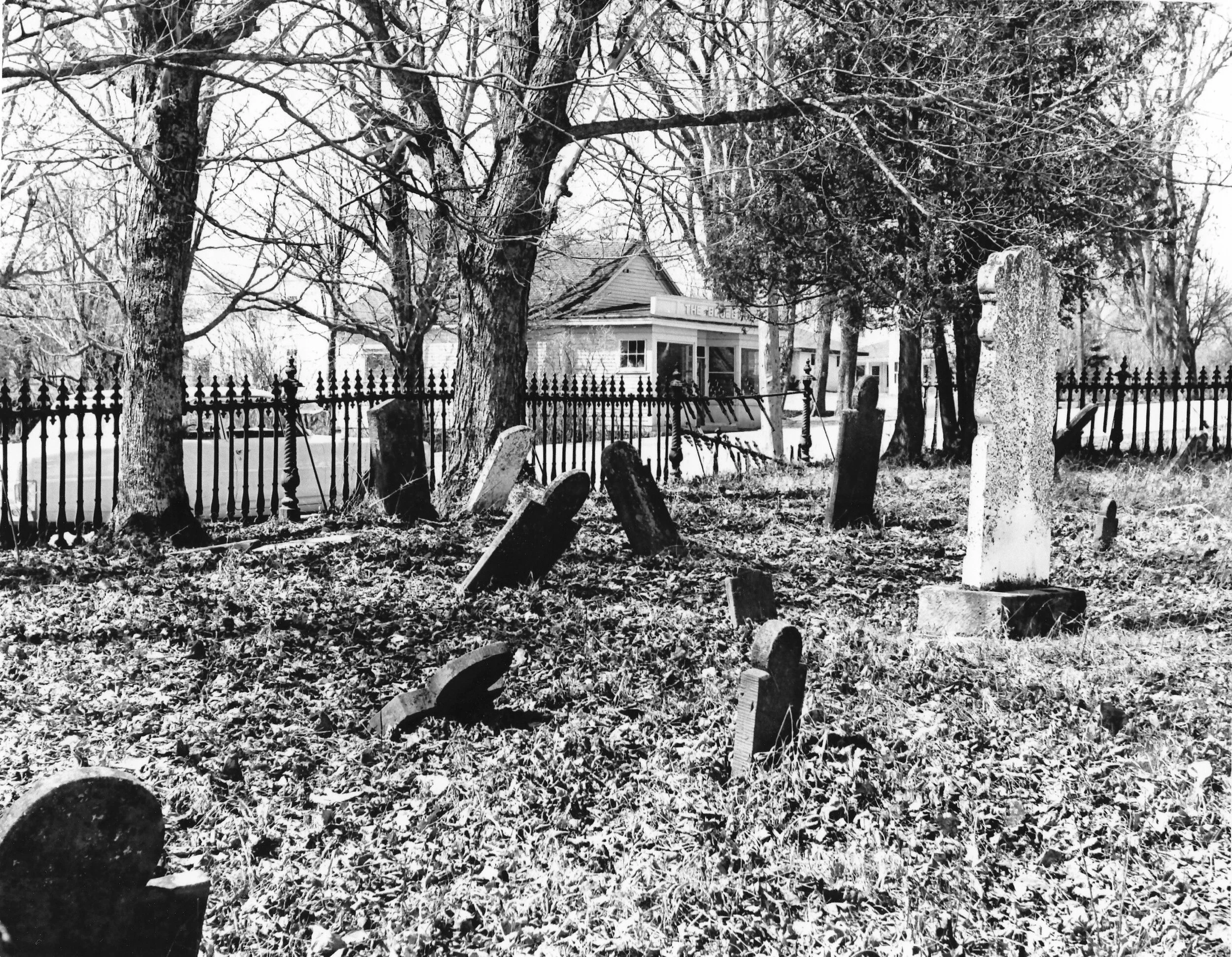 Taken in 1966 before restoration of cemetery. From the Vaughn Snider Collection