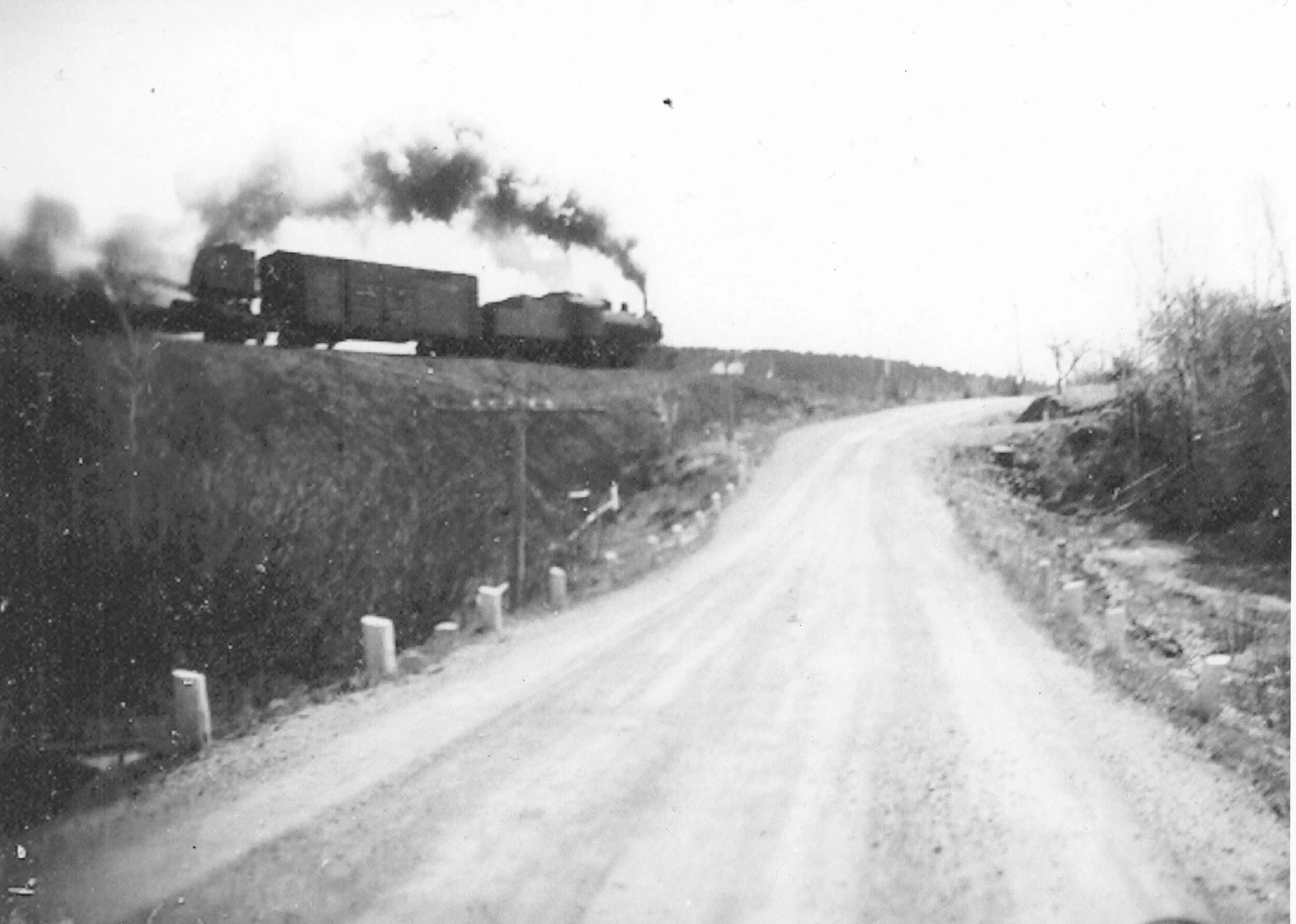 CN Steam Train crossing the fill behind Hillsborough, en route to Albert. From the Vaughn Snider Collection