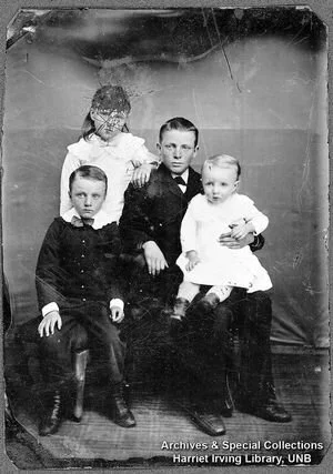 Bennett children: Richard Bedford, Evelyn Read, Ronald Vivian &amp; George Horace 1885 Albert County, New Brunswick, Canada From the Archives and Special Collections, Harriet Irving Library, UNB