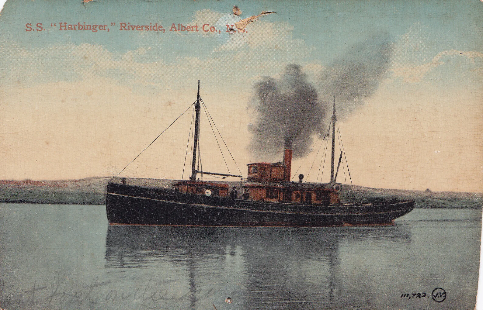 Postcard of the S.S. Harbinger” Riverside, Albert County, NB. from the Albert County Museum Collection 962.131