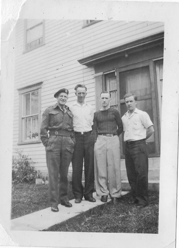 Reid, Elvin, Peter and Murray in front of Mother’s house. September 1945 From the Albert County Museum Collection Not-Accessioned