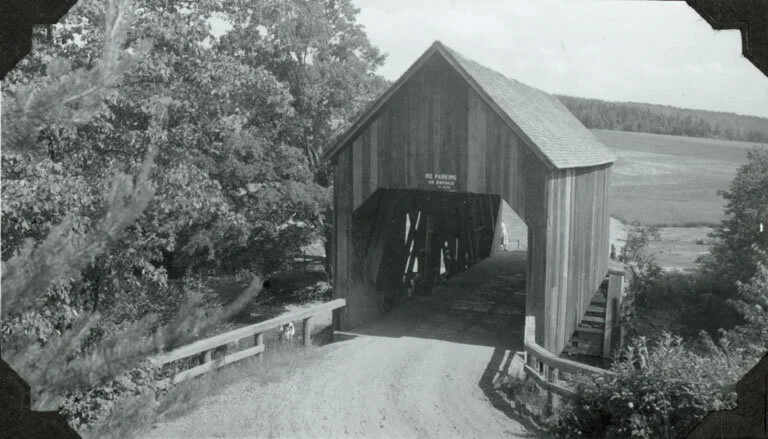 Florence K. Daly, John Hopper Covered Bridge, Little River,&nbsp;Albert&nbsp;County, New Brunswick. From the New Brunswick Museum, 1990.9.181