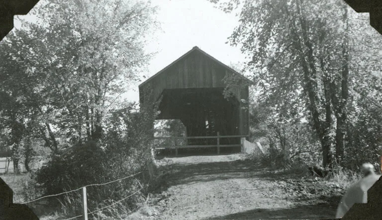 Florence K. Daly, Bamford Colpitts Covered Bridge, (Coverdale River # 3) Little River,&nbsp;Albert&nbsp;County, New Brunswick. From the New Brunswick Museum, 1990.9.182