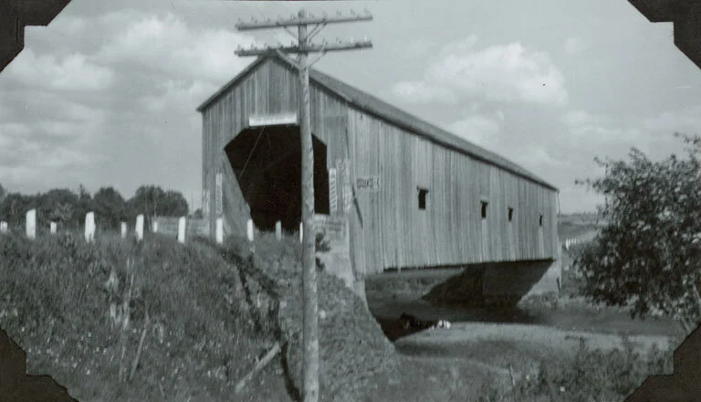Florence K. Daly, John Mitten Covered Bridge, Little River, Albert County, New Brunswick. From the New Brunswick Museum, 1990.9.186