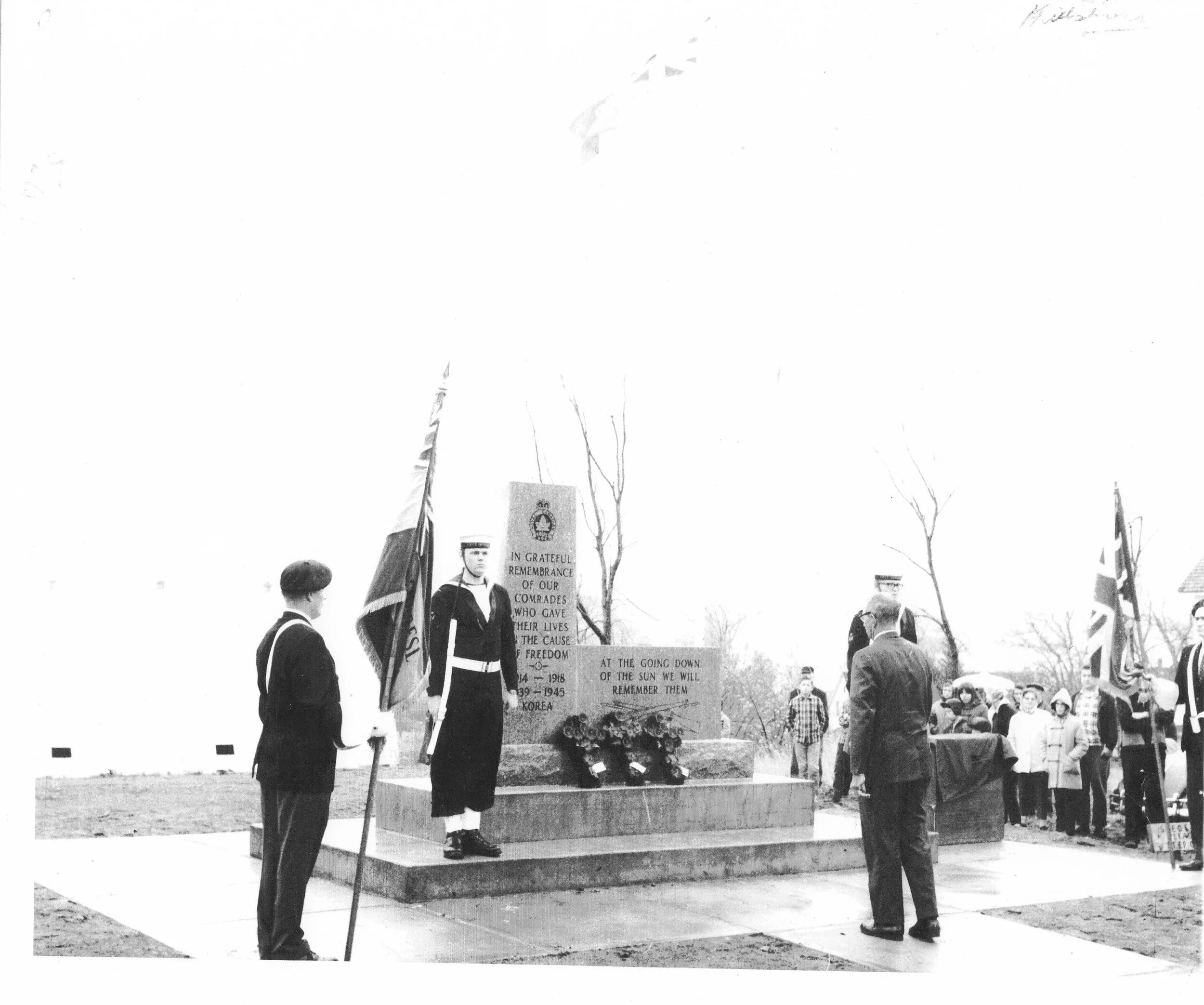 The Hillsborough Cenotaph in 1967 at the second ceremony. from the Vaughn Snider Collection.