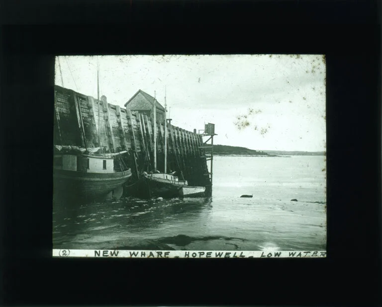Wallace Rupert Turnbull,  New Wharf at High Water, Hopewell, New Brunswick  c. 1919. From the New Brunswick Museum, Wallace Rupert Turnbull fonds Turnbull-238