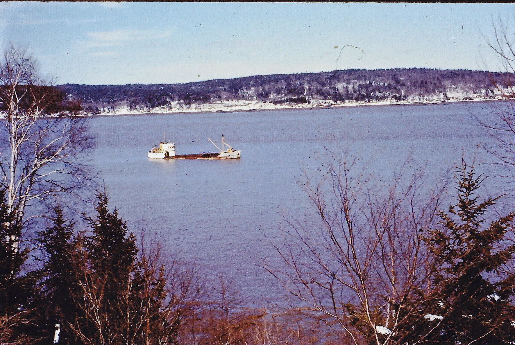 The last Irving Oil Barge coming from the Irving refinery in Moncton. From the Vaughn Snider Collection