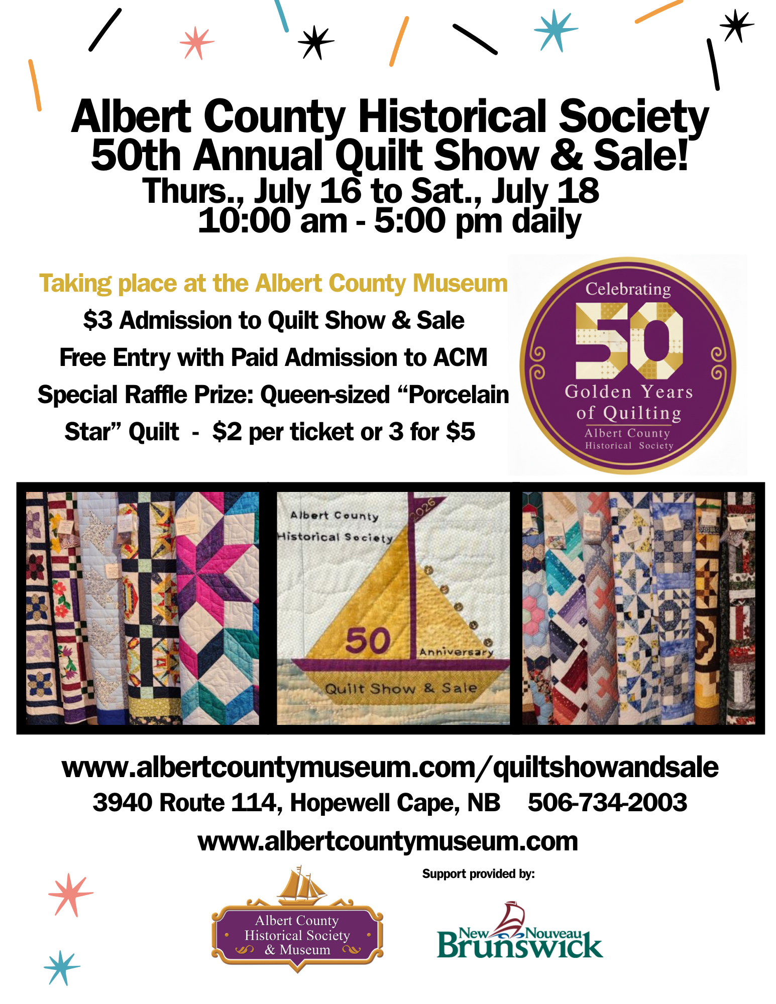 July 16th to 18th - 50th Annual Quilt Show and Sale!