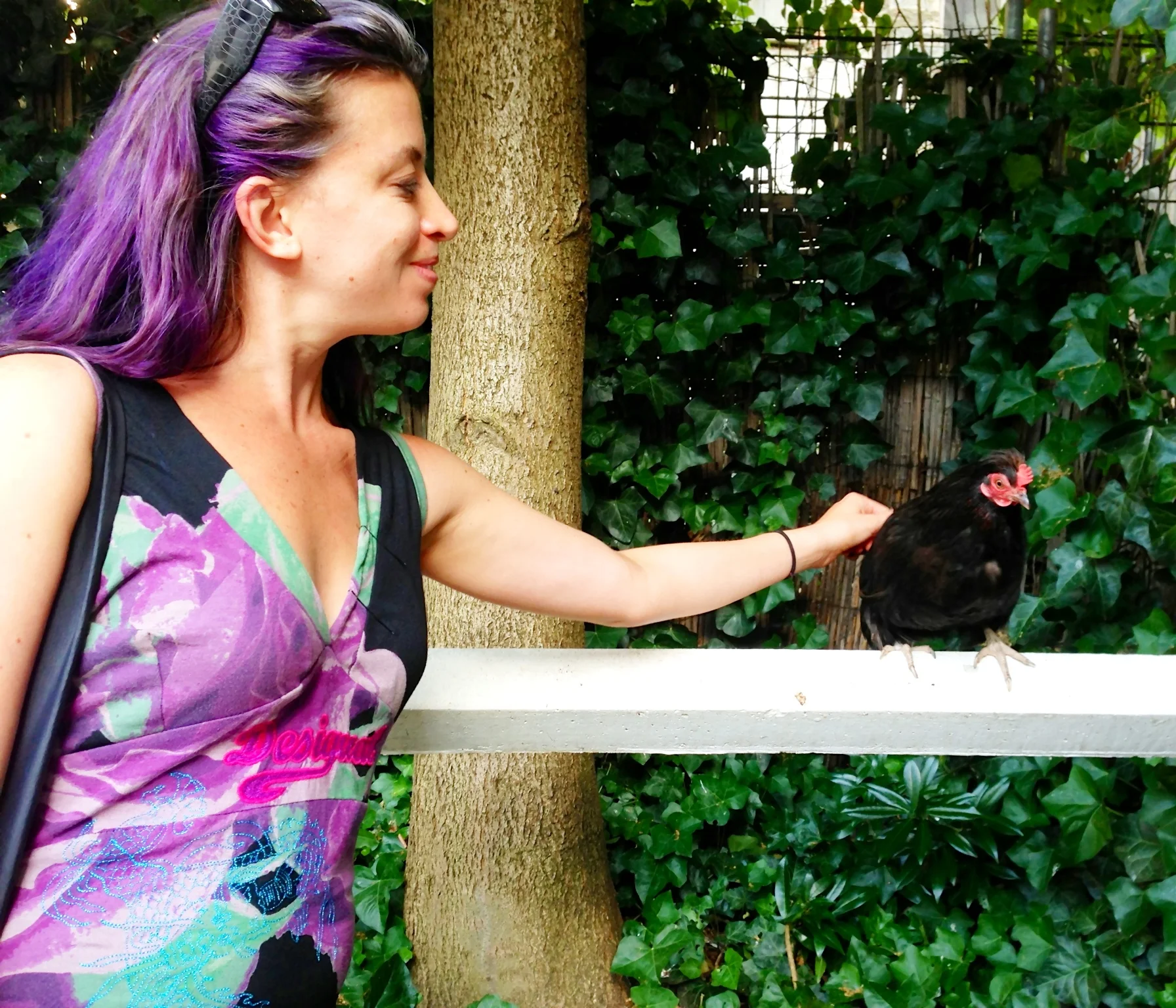 Hanging out with a chicken in Brussels