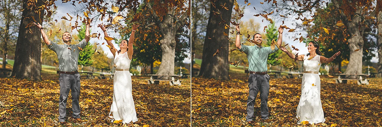 Autumn Leaves Wedding Portrait