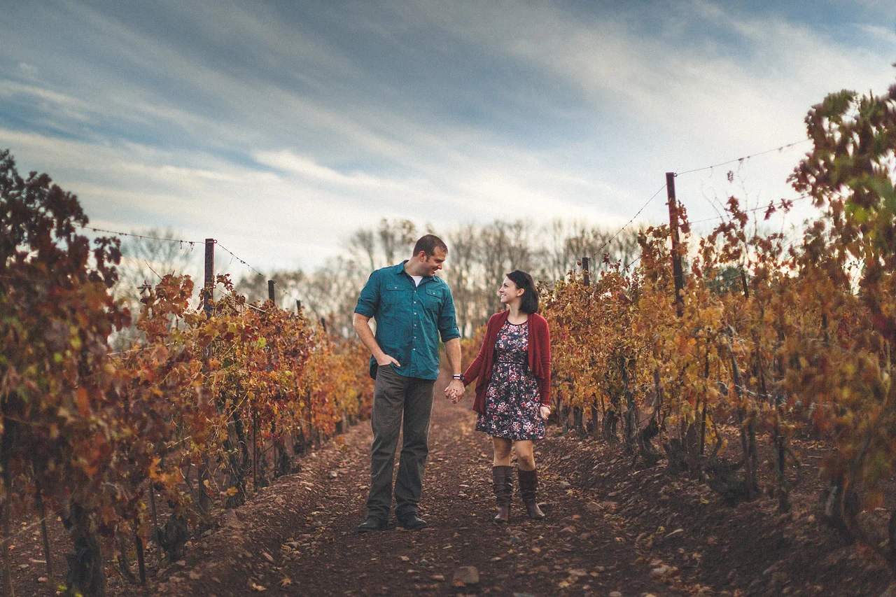 Couple in Winery Engaged