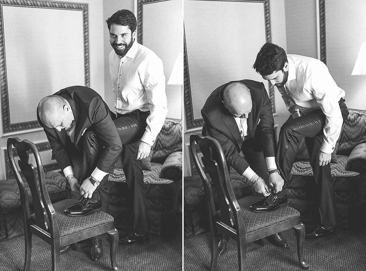 Father of Bride ties shoes