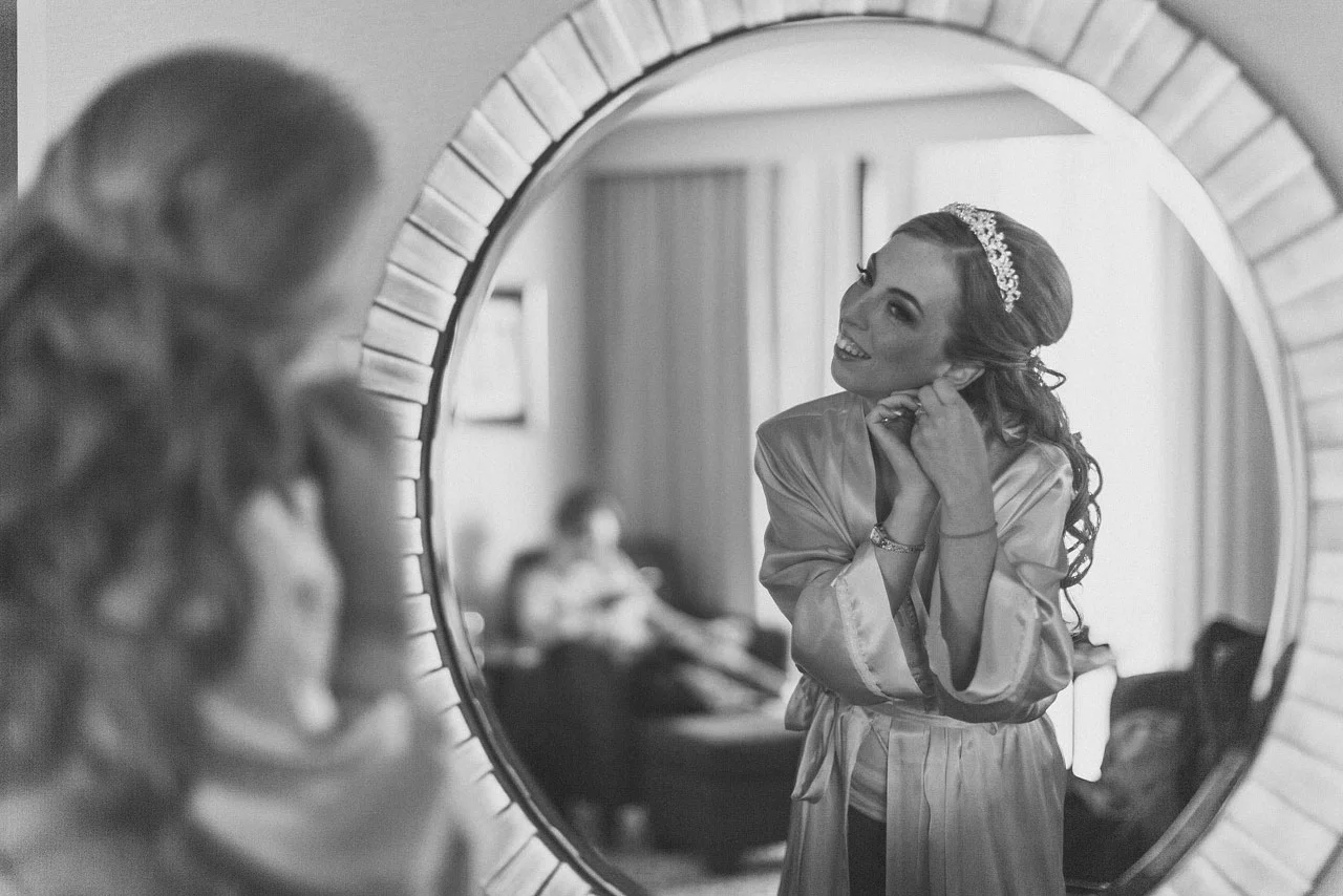 Bride puts on Jewelry