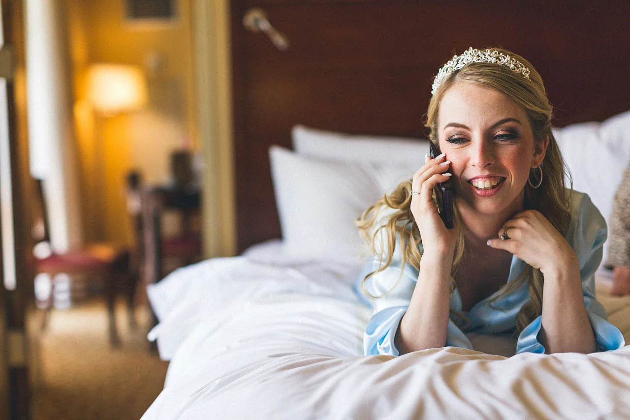 Bride talks to Groom
