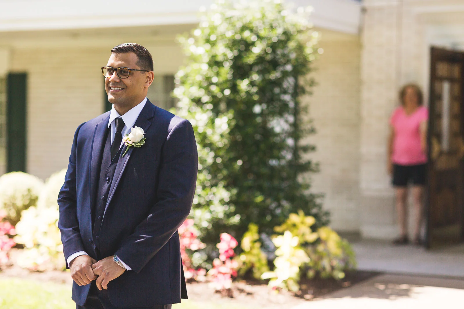 Groom waits to see Bride