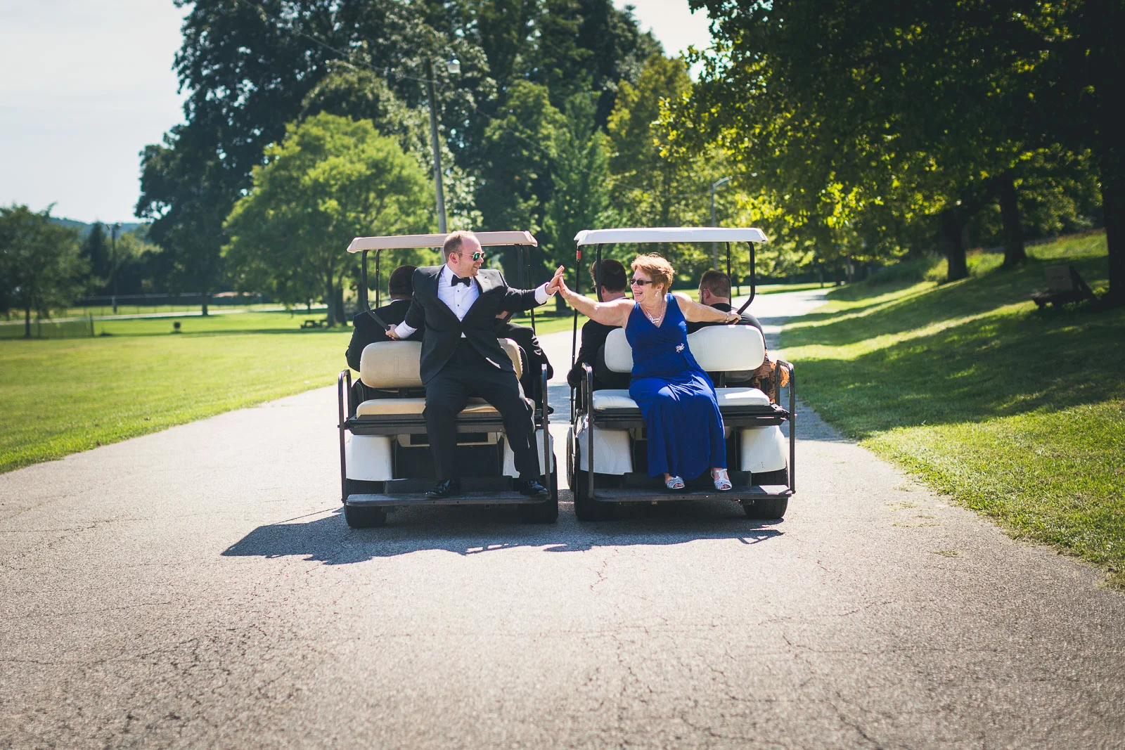 Groom and Mom going for a ride