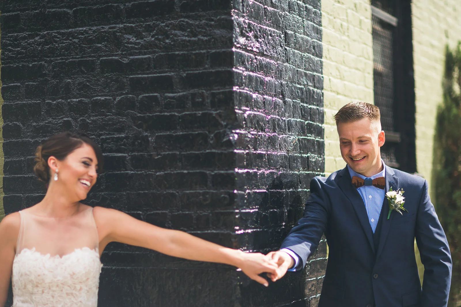 First Look Green Building Brooklyn Wedding