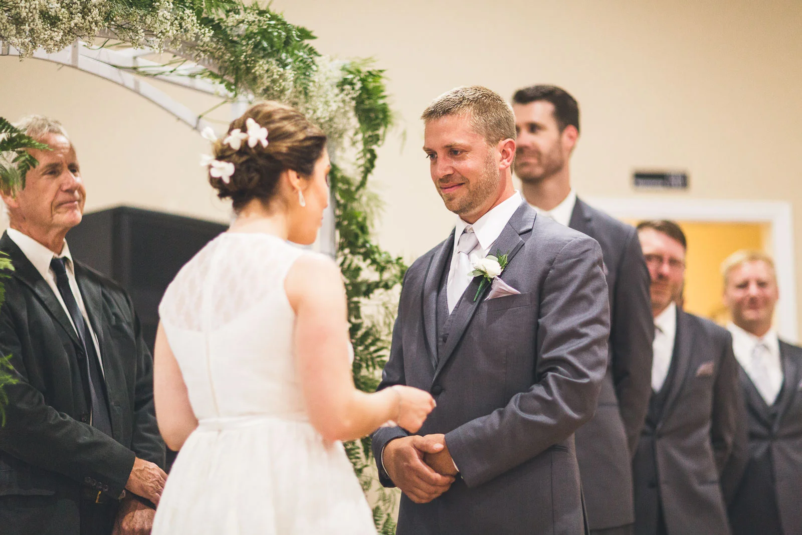 Bride reads vows to groom