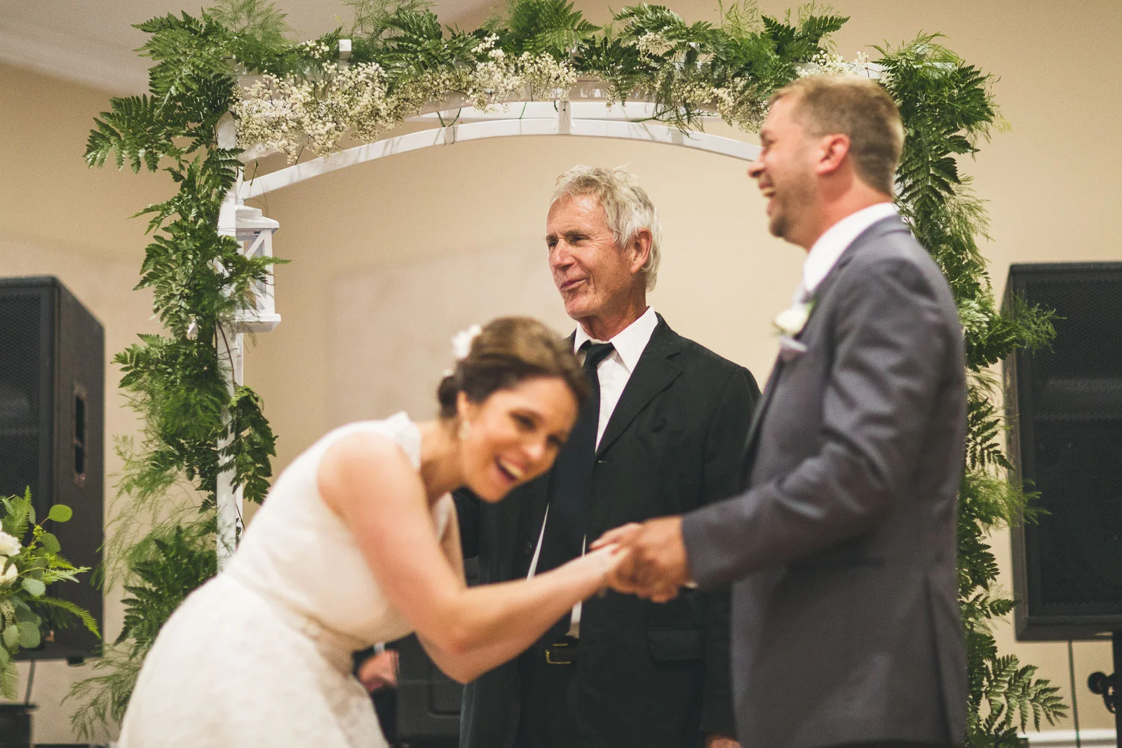 Couple laughs at Officient
