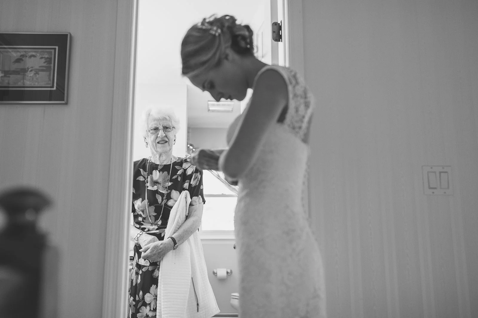 Grandma watching bride get ready